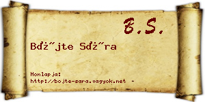 Böjte Sára névjegykártya